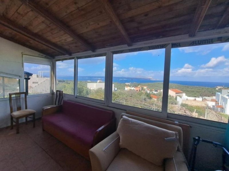 Plaka bei Chania Kreta: Freistehendes Haus mit Meerblick in Plaka zu verkaufen - zur Renovierung Haus kaufen